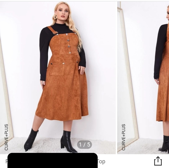 Faux Suede Jumper Dress - Picture 1 of 6